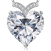 N9NEMUSES Valentine's Day Gift Forever Love Heart Necklaces for Women, 2-5 Carat Moissanite Necklace, 925 Sterling Silver Anniversary Birthday Gifts for Women, Jewelry Gift for Wife Girlfriend Mom