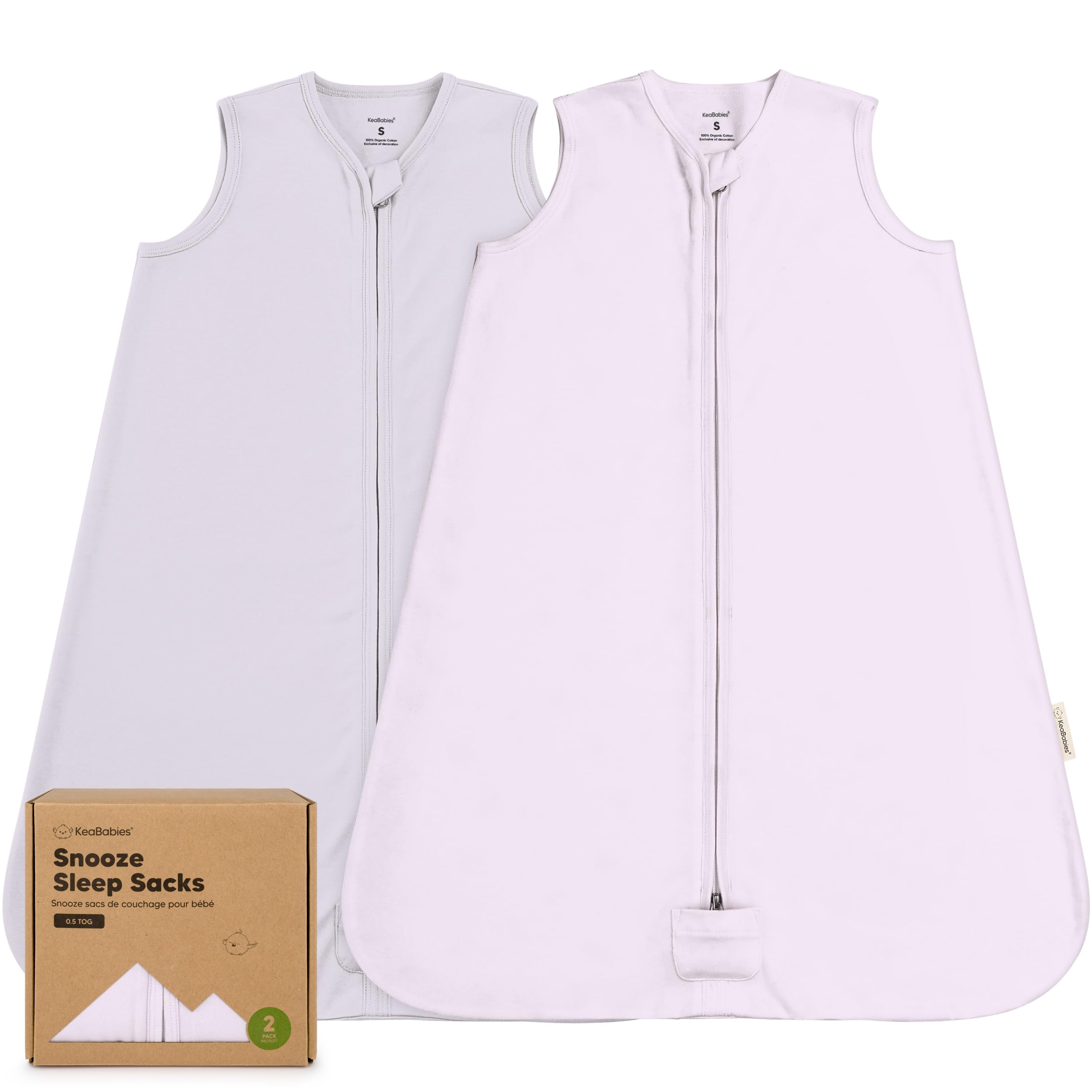 Photo 1 of 2-Pack Baby Sleep Sacks, Zipper Wearable Blanket - 0.5TOG Organic Cotton, Lightweight, Soft Cozy Infant Sleeping Sack 3-6 months, Easy to Wear Small Newborn Transition Swaddles Sleepsacks (Lilac)
