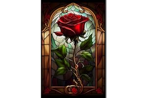 Aestalrcus Rose Diamond Painting Kit for Adults, Rose Diamond Art Kits for Adults, Flower Gem Art for Home Wall Decor 16x12inch