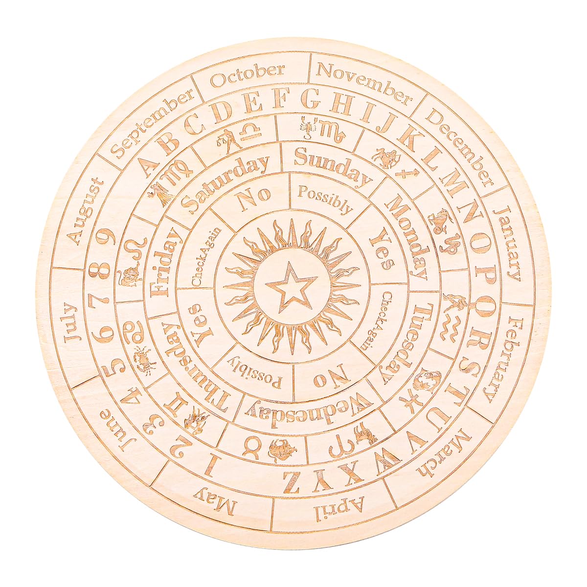 VOANZO Star Wood Pendulum Board 25cm Divination Board with a Crystal Dowsing Pendulum Necklace Divination Metaphysical Message Board Witchcraft Kit Wiccan Altar Supplies