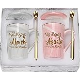 WENSSY La Mejor Abuela Del Mundo and La Mejor Abuelo Del Mundo Mug, Abuela and Abuelo Gifts In Spanish, Birthday Day Gifts for Grandma and Grandpa from Granddaughter Grandkis Grandson 14 Ounce