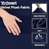 Yeahmart Thick Velvet Sofa Cover 1 Seater Blue Premium Stretch Slipcover view 3