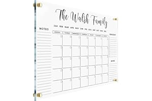Large Personalized Acrylic Wall Calendar - Dry Erase Calendar Family Calendar 2026 Calendar Monthly and Weekly Board Family P