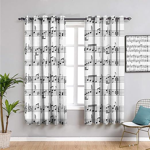 VICWOWONE music decor Premium Blackout Curtains, Curtains 63 inch