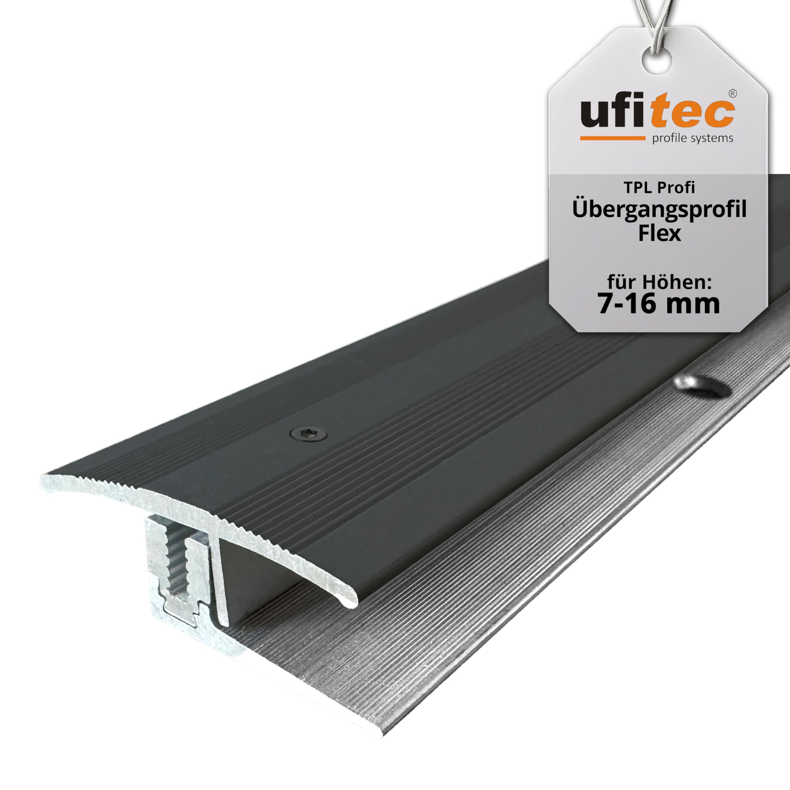 Ufitec Profile System for Parquet and Laminate Flooring for 7-16 mm Coating Heights Various Colours Available (Flexible Transition 100 cm Long 35 mm Wide Dark Bronze) — image 1