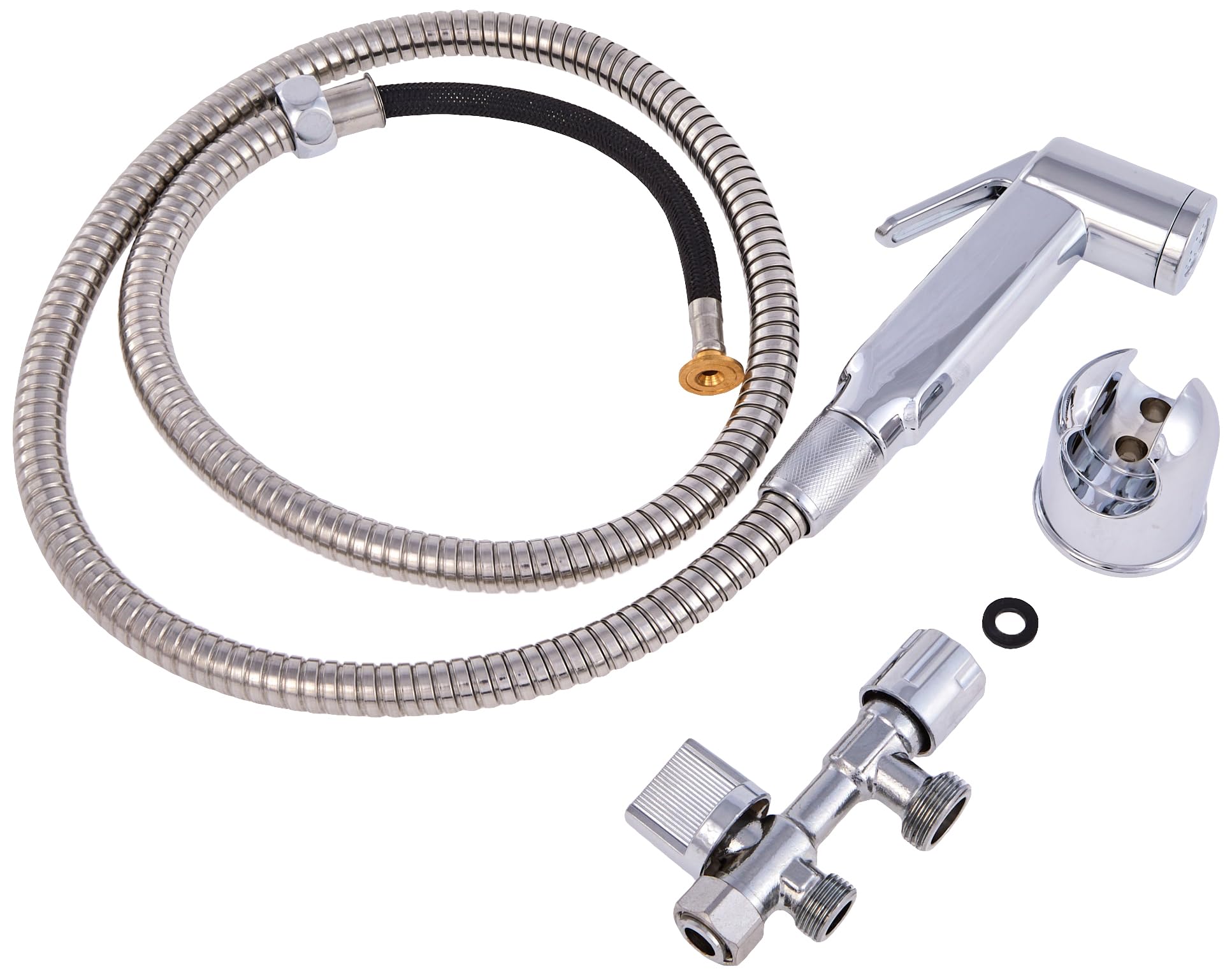Rousseau WC Shower Set, Complete ABS Toilet Hygiene Kit with Shower, Support and 3-Way Faucet, Chrome