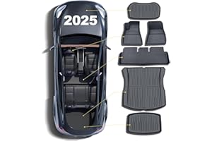 CHIYLE Floor Mats for 2024-2025 Tesla Model 3 Highland, Full Set All-Weather TPE Waterproof Cargo Liners, Non-Slip Front and Rear Trunk Mats, Set of 6