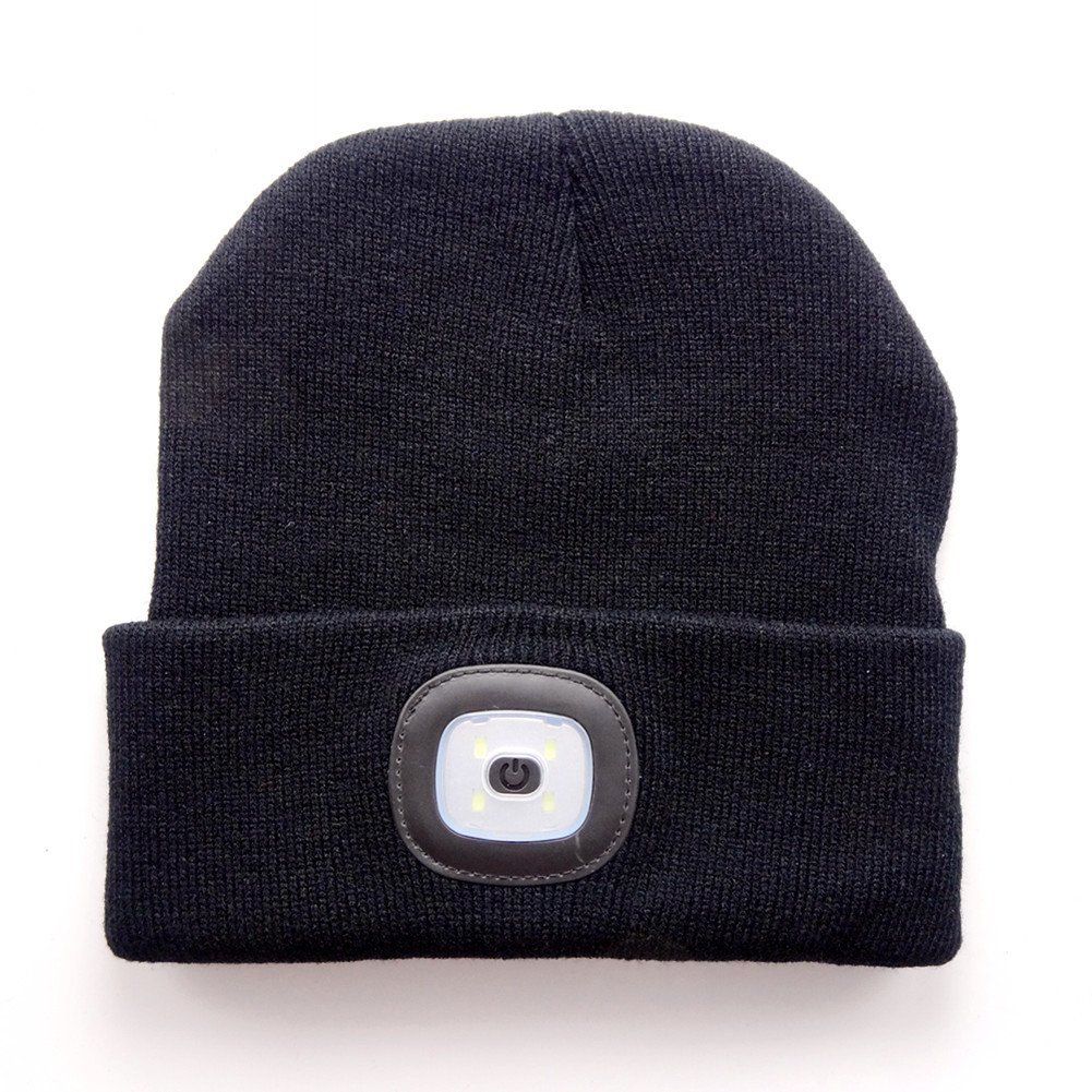 LED Headlamp Hat Unisex USB Rechargeable Headlamp Hat Knitted Beanie