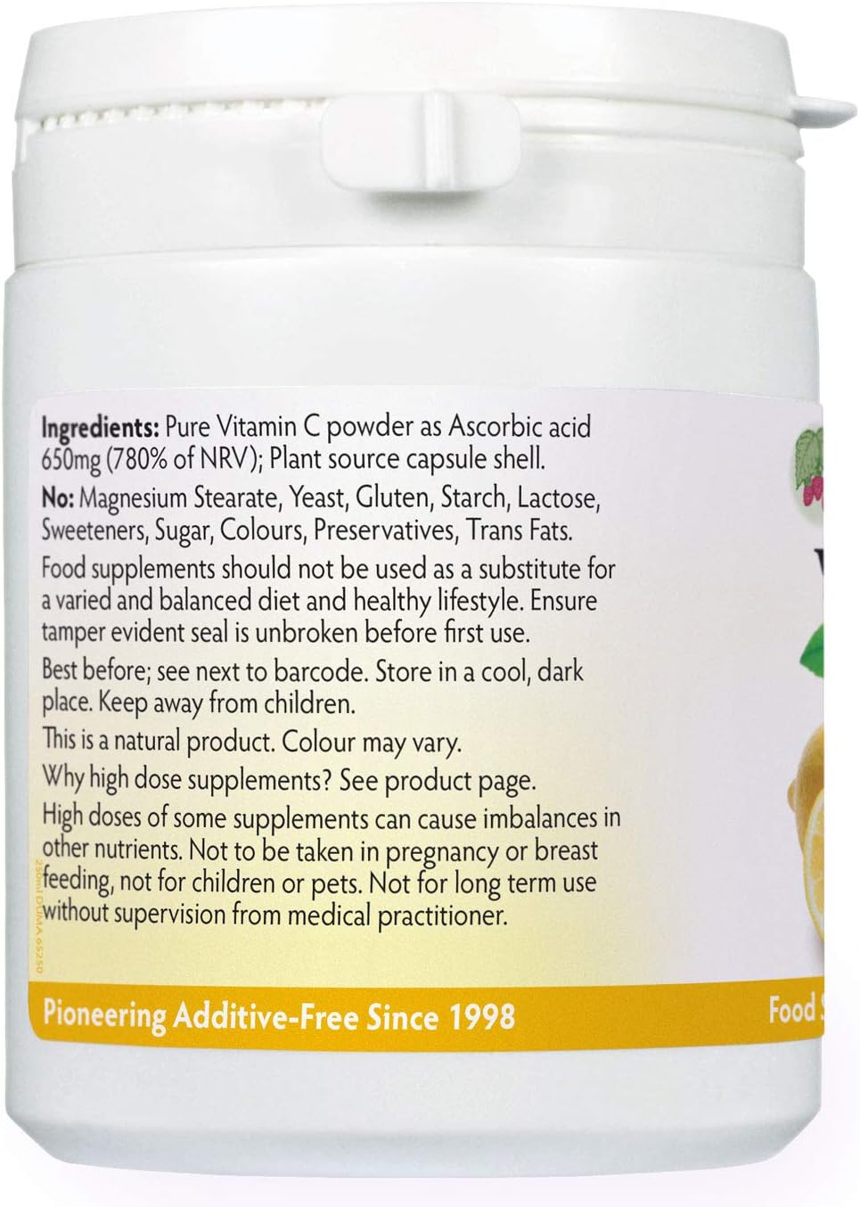 Pure Vitamin C 650mg Capsules, Ascorbic Acid, Unbuffered & Non-GMO, Suitable or Vegetarians & Vegans - Image 3