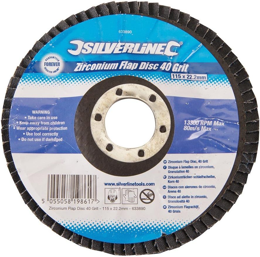 Silverline 633890 Zirconium Flap Disc 115 mm 40 Grit, Multi, 115mm 40 Grit - Image 3