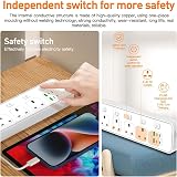 AUNNO 4 Way Extension Lead USB USB-C 4 Ports 1.8m UK Plug Surge Protected view 2