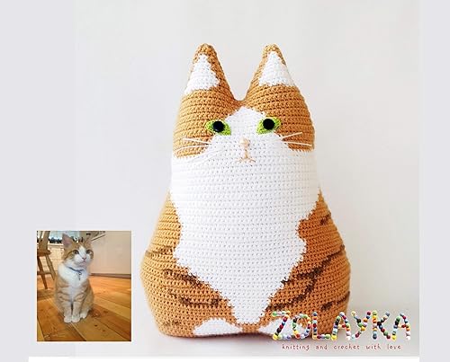 Amazon Com Crochet Custom Cat Portrait Pillow Pet Memorial Gift