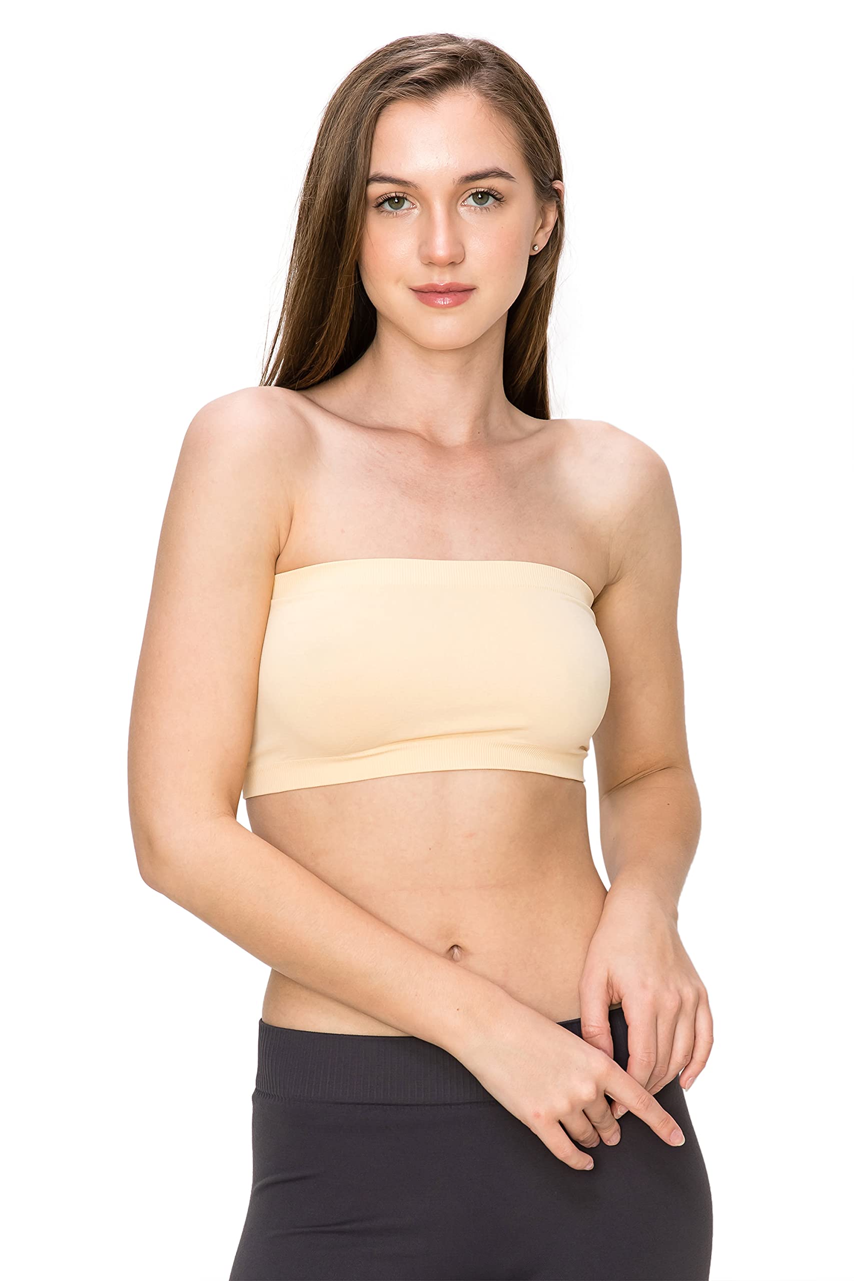 Photo 1 of Kurve Seamless Bandeau Tube top - UV Protective Fabric, Rated UPF 50+ (Non-Padded) Made in USA, Nude, Medium/Large