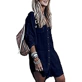 Women’s Swimsuit Cover up,Silky Button Down Shirt Midi Dress Kimono,Summer Bathing Suit Beach Coverups for Women (CP-Aline)