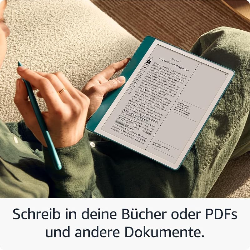 Kindle Scribe (64 GB) – Neuartiges Display mit gleichmäßigem Rahmen | Schreib einfach in Bücher und Dokumente | Mit Notizbuchzusammenfassung | Mit Premium-Eingabestift | – Anthrazit