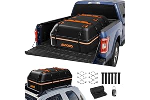 AUXKO 15 Cu.Ft Waterproof Rooftop Cargo Carrier for Cars/SUVs/Trucks, Foldable Soft Shell Roof Bag with Night-Reflective Strip, 6 Adjustable Bungee Straps & Door Hooks, Combination Lock, Anti-Slip Mat