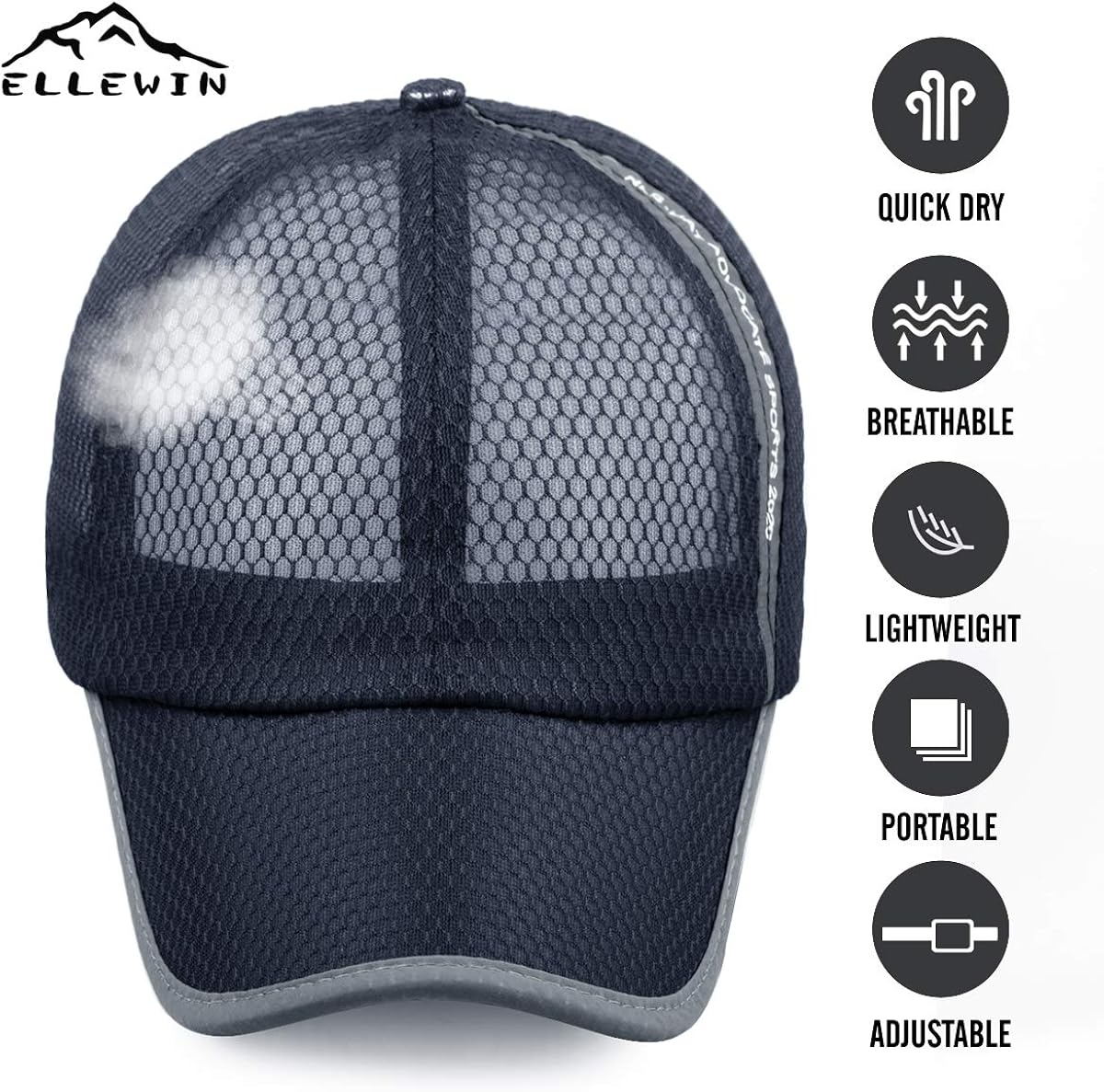 ELLEWIN Unisex Breathable Quick Dry Mesh Baseball Cap Running hat: Clothing
