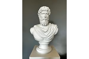 Generic Large Marcus Aurelius Bust Statue, 18 inches 45 cm, White, Polyester, Freestanding, Classical, Handmade and Handpaint