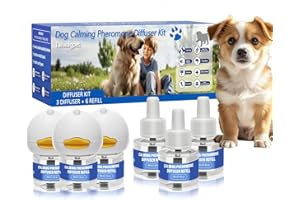 9-Pack Dog Calming Pheromone Diffuser Kit: 180-Day Supply for Anxiety, Barking & Stress Relief, Includes 3 Plug-in Bases + 6 