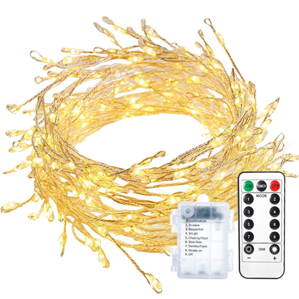 ECOWHO Fairy Lights Battery Operated, 200 LED String Lights Dimmable with Remote Control, Waterproof Decorative Lights for Bedroom Wedding Patio Garden Party (Warm White)