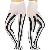 ToBeInStyle Women's Wide Vertical Stripe Footed Footless Opaque Tights Leggings