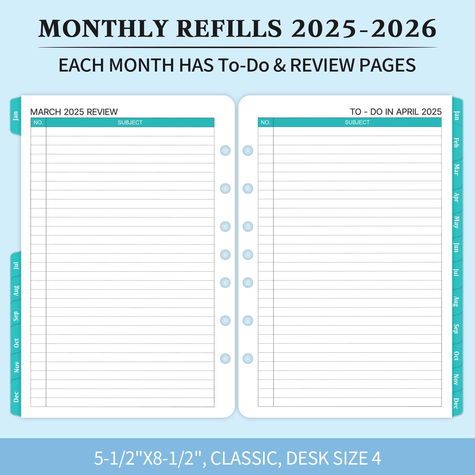 Mua 2026-2027 Monthly Planner Refill - Planner Inserts with 7-Hole ...