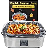 Electric Roaster Liners Disposable 34 x 18 Inch, 16 Count Roasting Oven Liners for 16, 18, 22 Quart Roasters, Plastic Cooking Roaster Bags for Immediate Cleanup