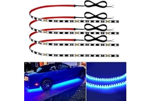 Keiurot Car Led Strip Lights 24" Connectable Blue Led Light Strip for Cars Boat Marine Golf Cart Trucks Waterproof 12V Led Light Strip, 4Pack