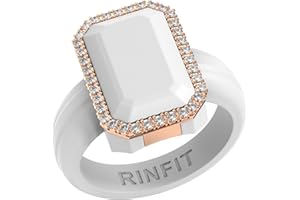 Rinfit Women's Silicone Wedding Band - Promise Rings for Her - Emerald Cut with Cubic Zirconia - Patented Design
