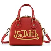 Von Dutch Womens Two Tone Bowling Bag Purse - Stylish Womens Handbag with Adjustable Strap, Spacious Interior w/Iconic Logo