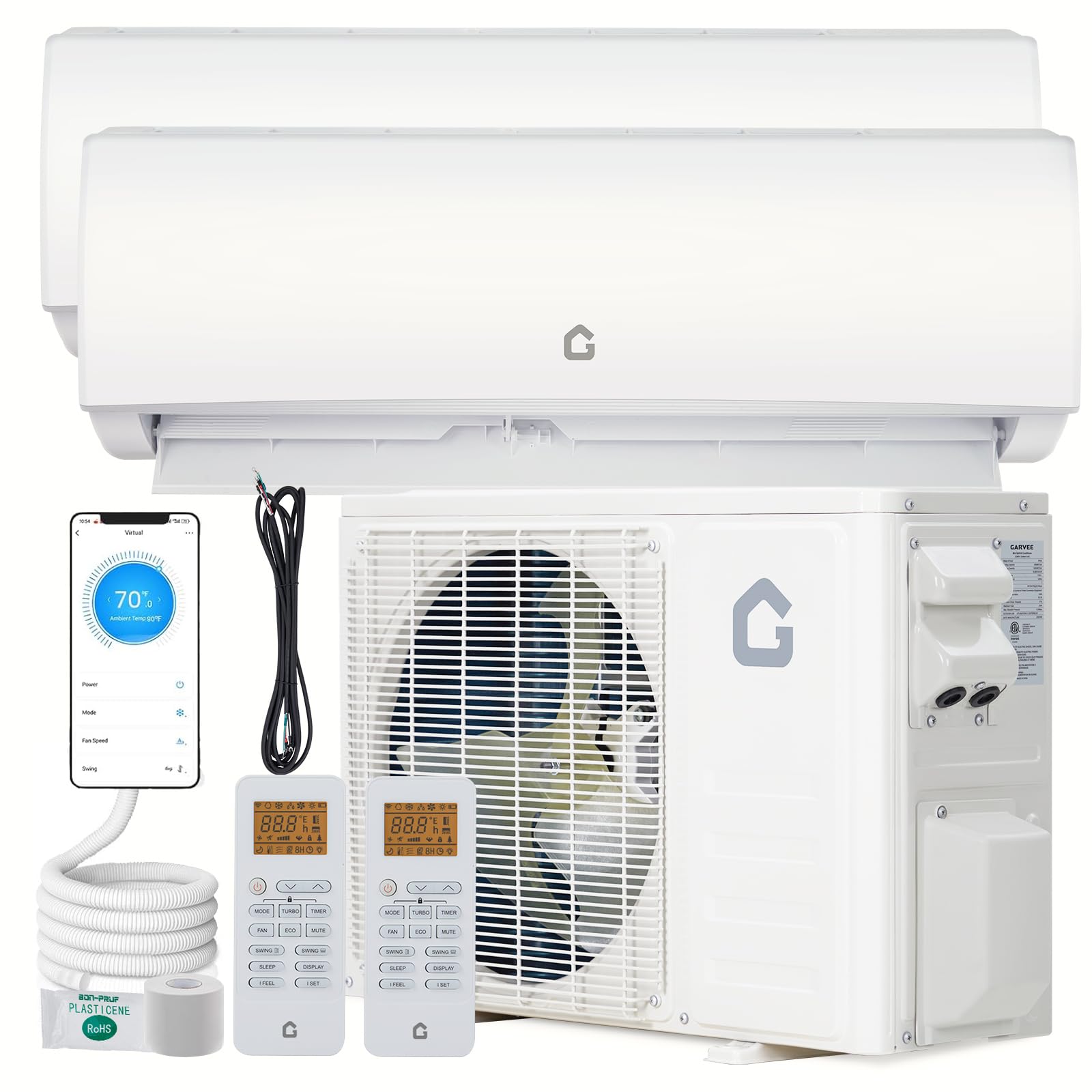 Photo 1 of **OUTDOOR UNIT ONLY/MISSING PARTS***GarveeHome 2 Zone Mini Split AC/Heating System 28000 BTU (12K+12K), 20 SEER2 Dual Zone Ductless Wall Mounted Air Conditioner with Pre-Charged Condenser, 208-230V, Not Include Copper Tube Line Set