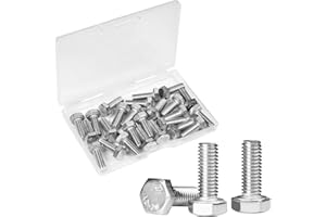 Yinpecly 25 Pcs M6 Hex Bolts M6-1.0 x 16mm Hex Head Screw Bolt 304 Stainless Steel M6-1.0mm Hexagon Bolts Hex Head Screws, Metric Machine Fully Thread, Bright Finish