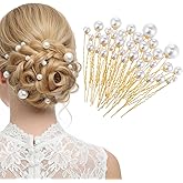 JIEYAO 36 Pcs Wedding Pearl Hair Pins, Pearl Hair Accessories, Bridal Bobby Pins U Shape Pearls Rhinestone Hair Barrette Bridal Hair Clips Decorative for Bride Bridesmaid Women Girls(Gold)