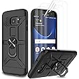 GAMEMIUZ Case for Galaxy S7 Edge, with [3X HD Soft Screen Protector], Built-in Ring Kickstand and Magnetic Car Mount Shockproof Dropproof Military Grade Armor Rugged Cover for Galaxy S7 Edge -Black