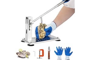 Oyster Shucker Machine Oyster Clam Opener Adjustable Stainless Steel Clam Shucker Tool Set with G-Clamp, Knives & Glove for H