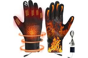 Rechargeable Heated Gloves for Women Men, Gants Chauffants for Winter, Waterproof & Non-Slip Heating Glove, 1/3 Adjustable He