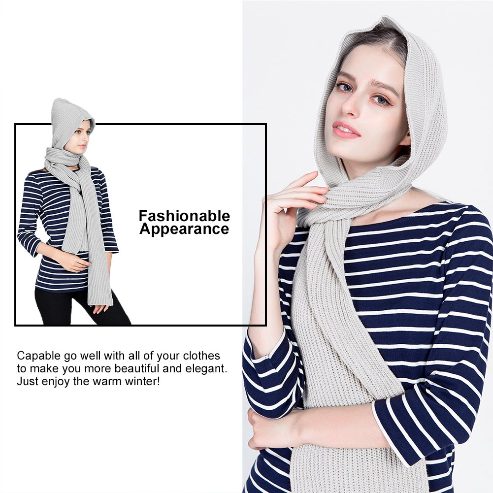 VBG VBIGER Women Hooded Scarf Warm Knit Scarf Fashionable Shawl Wrap