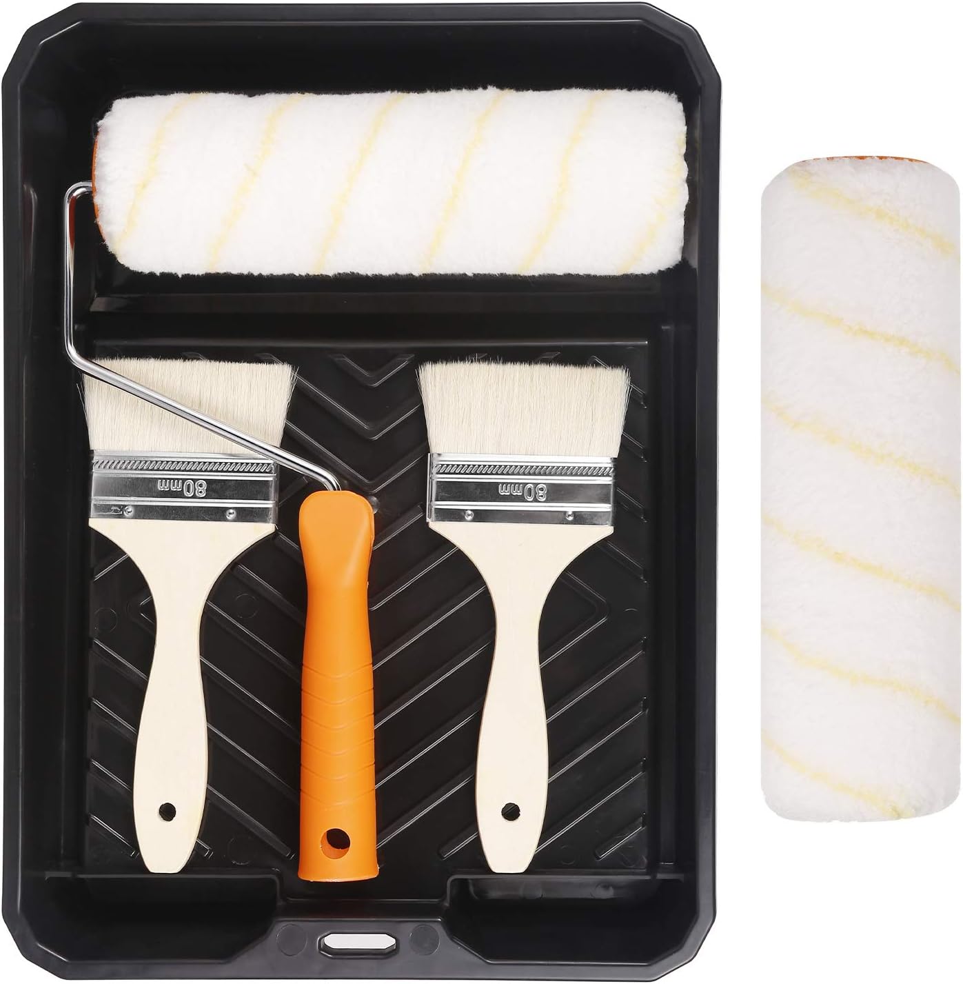 Paint Roller Kit-9 Inch Paint Roller Cover with Frame Paint Tray Paint Brush Professional Home Painting Supplies for Indoor and Outdoor Wall House Craft Painting - - 
