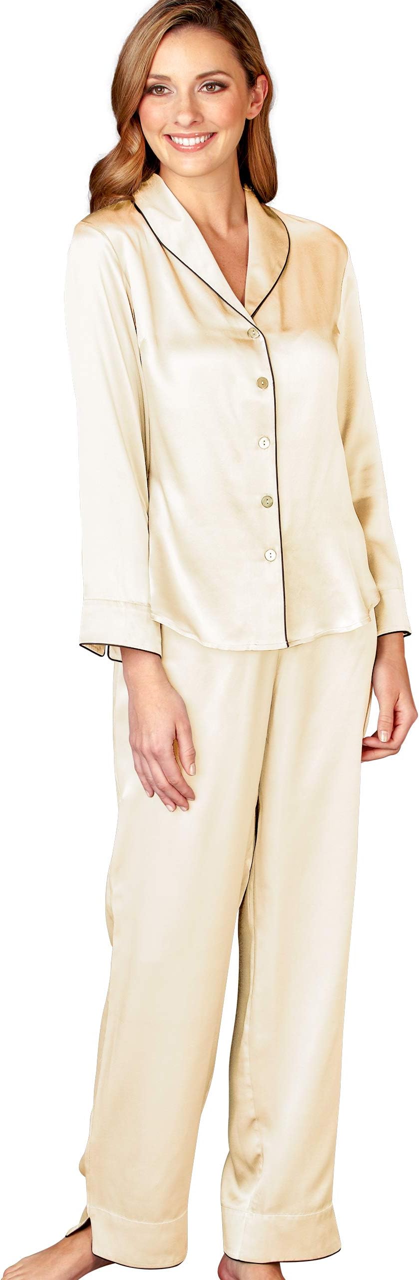 Julianna RaeWomen's 100% Mulberry Silk Pajama Set, Relaxed Fit PJs, Natalya Collection