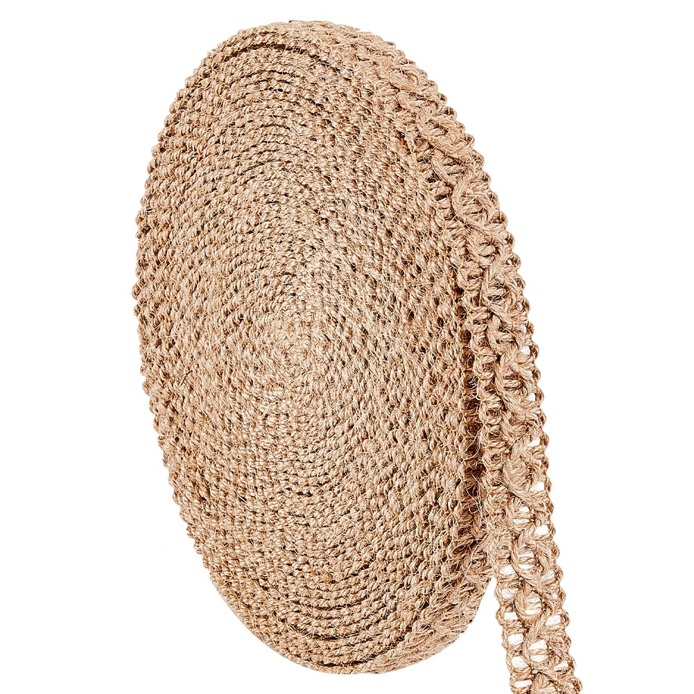 PH PandaHall 10m Upholstery Braid Trim, Hessian Ribbon Burlap Jute Ribbon Gimp Braid Trim Rustic Woven Jute Rope for Costume Hat Shoes Chair Funiture Decoration Wine Bottles, 18mm Wide