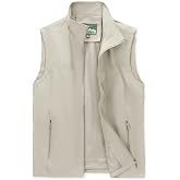 Mens Vests Outerwear Windproof Lightweight Softshell Sleeveless Jacket | Breathable Zip Up Multi-Pockets Quick Dry Sports Vest for Golf Hiking Fishing Running