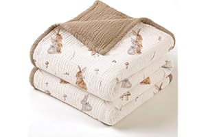 lulumoon Muslin Baby Blanket for Girls: Lightweight Cotton Blanket for Newborn - Soft Nursery Blanket for Stroller 47x47 Inch