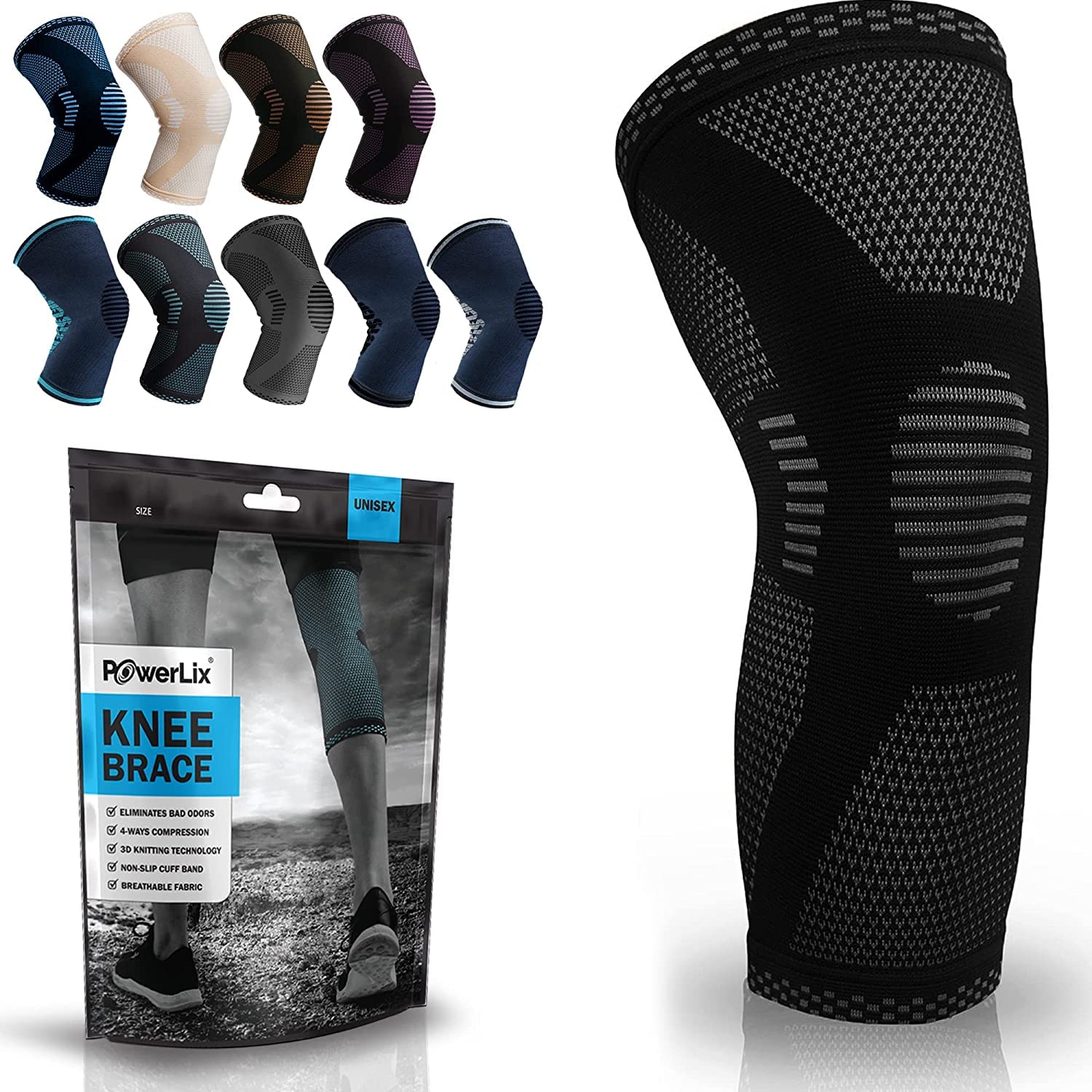Photo 1 of POWERLIX Leg Sleeve - Best Knee Brace for Leg Pain for Men & Women Knee Support for Running, Basketball, Volleyball, Weightlifting, Gym, Workout, Sports Please Check Sizing Chart