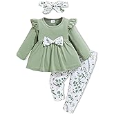 Doresbebe Baby Girl Clothes Toddler Girl Outfits Infant Girl Summer Clothes for Girl Ruffle Shirt Pants+Cute Headband 3PCS