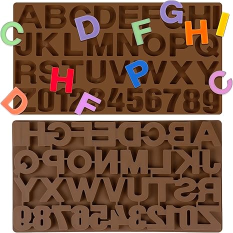 Amazon Com 2 Pieces Letter Silicone Molds Large Number 26 Alphabets Chocolate Molds Candy Molds Silicone Letters For Making Chocolate Diy Cookies Candles Cupcake Topper Kitchen Dining