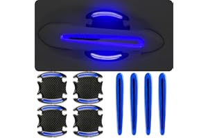 GTZTYZ 8Pcs Car Door Handle Protector Reflective Sticker,3D Carbon Fiber Universal Door Handle Scratch Protector Cover,Self-Adhesive & Non-Marking,Paint Guard Protective Films (Blue)