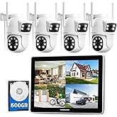 CAMCAMP Wireless Security Camera System with 10.1" Monitor, Dual Lens PTZ CCTV Camera Security System, 10CH Expandable 4K NVR,Auto Tracking, No Subscription for Ourdoor Indoor, 5G & 2.4G WiFi