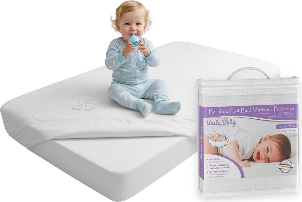 Vesta Baby Premium Cot Bed Mattress Protector 70x140 cm Bamboo