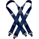 Hold Up Suspenders for Men - Ski Suspenders 1 1/2" - USA Patented Black Composite Plastic Heavy Duty Gripper Clasps