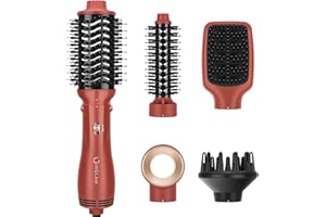 IG INGLAM Blow Dryer Brush Set, 5-in-1 Multi-Styler for Drying, Salon Blowouts, Smooth Curls, Sleek Styles, Ionic Hot Air Brush with Soft Tufts & Nylon Bristles for Frizz-Free Hair, Strawberry Bronze